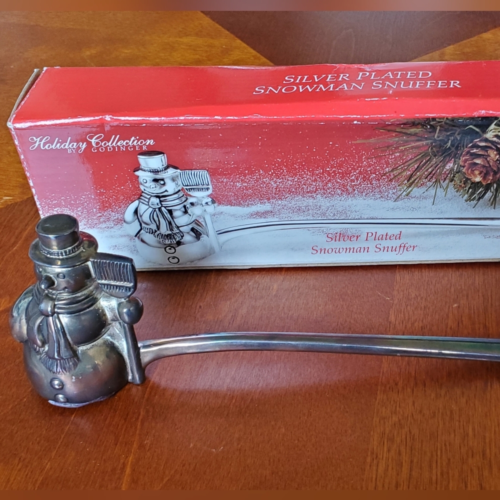 Godinger Silver Plated Snowman Candle Snuffer Christmas Holiday Collection